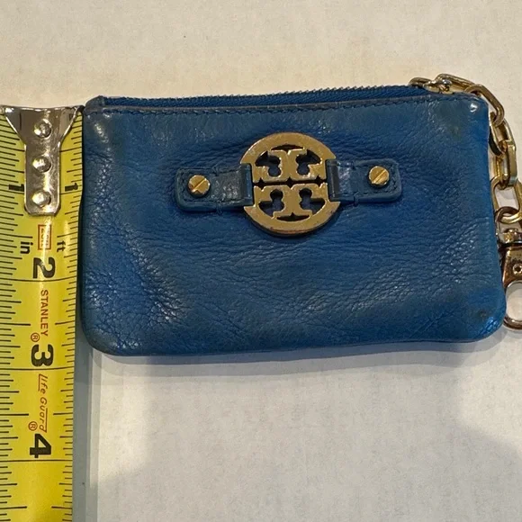 Tory Burch Blue Leather Pouch with Gold Accents - Picture 10 of 10